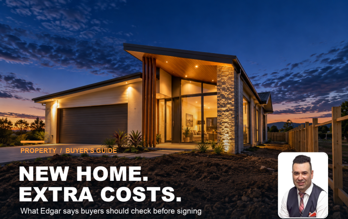 New home, extra costs: an illustrative house image with Edgar Natolo’s portrait